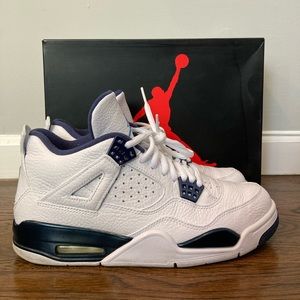 Air Jordan Retro 4 LS (2015) Sz 8.5 Near Deadstock! White/Navy/Carolina